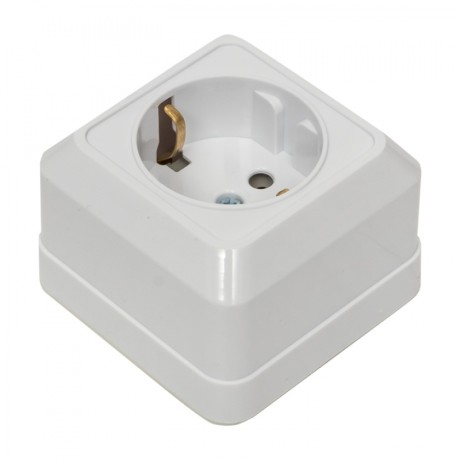 Рим Розетка 1-местная 16А с заземлением керам. белая EKF ENR16-028-10C