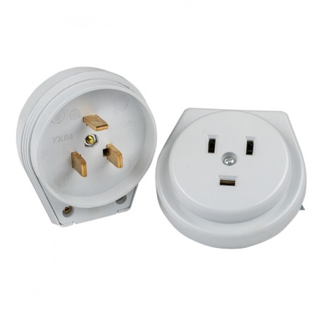 Разъем РШ-ВШ 32А 250В 2P+PE (СУ) пластиковый бел. EKF PROxima AS-250-H-02