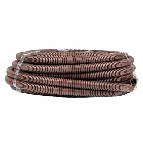 Труба гофр. ПВХ с протяжкой d25 мм (25 м) темное дерево EKF-Plast tg-z-25d