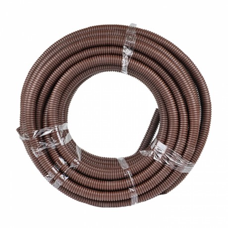 Труба гофр. ПВХ с протяжкой d25 мм (25 м) темное дерево EKF-Plast tg-z-25d