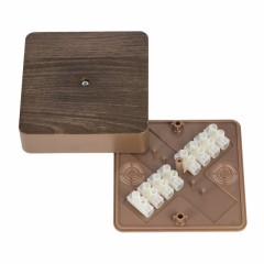 Коробка разветвительная КМР-030-032кг (100х100х28) с клеммником тёмное дерево EKF PROxima plc-kmr-030-032kg-t
