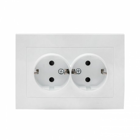 Валенсия розетка 2-местная с/з 16А белая с защ. штор. EKF PROxima EWR16-128-10
