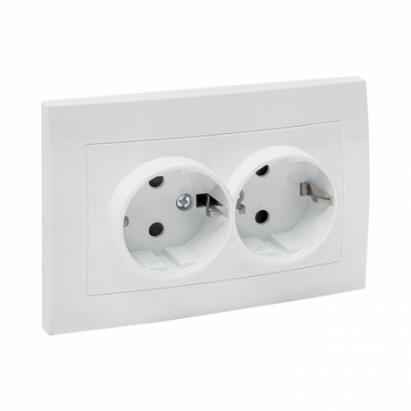 Валенсия розетка 2-местная с/з 16А белая с защ. штор. EKF PROxima EWR16-128-10