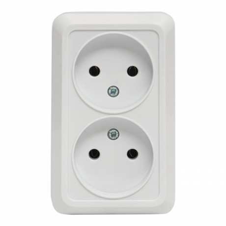 Рим Розетка 2-местная 10А без заземления белая EKF ENR10-102-10