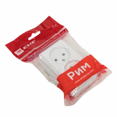 Рим Розетка 2-местная 10А без заземления белая EKF ENR10-102-10