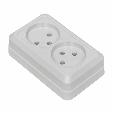 Рим Розетка 2-местная 10А без заземления белая EKF ENR10-102-10