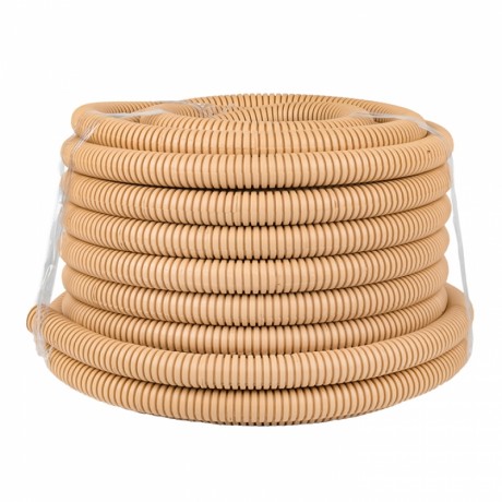 Труба гофр. ПВХ с протяжкой d25 мм (25 м) светлое дерево EKF-Plast tg-z-25w