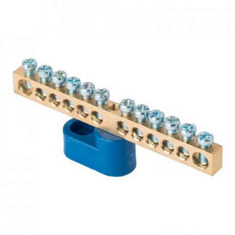 Шина 0 N (6х9мм) 12 отверстий латунь синий угловой изолятор EKF PROxima sn0-63-12-1