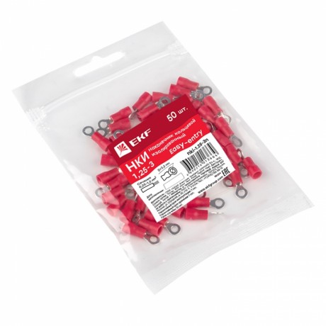 Наконечник кольцевой изолированный НКИ 1.5-3 (50шт.) EKF PROxima nki-1.25-3n