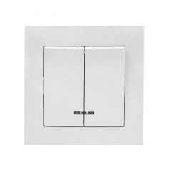 Валенсия выключатель 2-кл. 10А белый с индикатором EKF PROxima EWV10-123-10