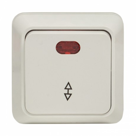 Рим Выключатель проходной 1-клавишный с индикатором 10А белый EKF ENV10-125-10