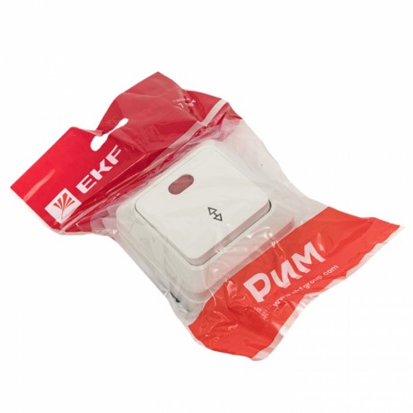 Рим Выключатель проходной 1-клавишный с индикатором 10А белый EKF ENV10-125-10