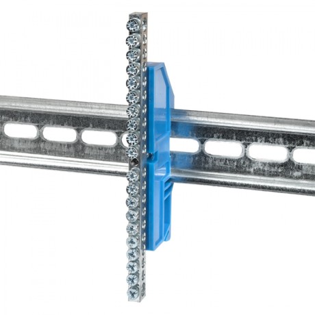 Шина 0 N (6x9мм) 20 отв. цинк синий изолятор на DIN-рейку EKF PROxima sn1-63-20-d