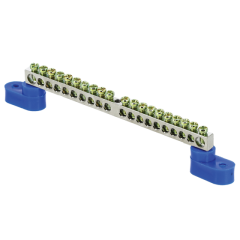 Шина 0 N (6x9мм) 20 отв. цинк 2 синих угловых изолятора EKF PROxima sn1-63-20-2