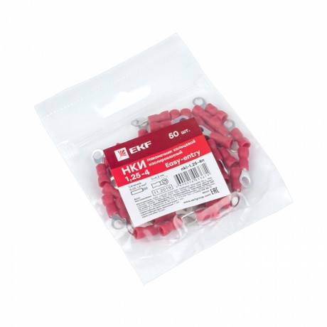 Наконечник кольцевой изолированный НКИ 1.5-4 (50шт.) EKF PROxima nki-1.25-4n