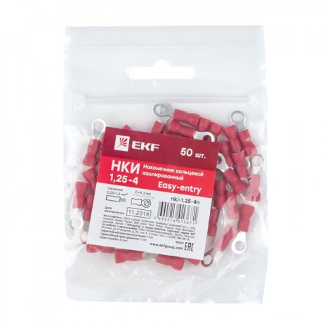 Наконечник кольцевой изолированный НКИ 1.5-4 (50шт.) EKF PROxima nki-1.25-4n
