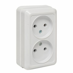 Рим Розетка 2-местная 10А без заземления керам. белая EKF PROxima ENR10-102-10C