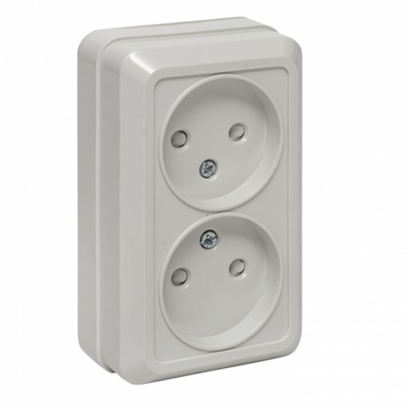 Рим Розетка 2-местная 10А без заземления белая с защ. штор. EKF ENR10-102-100