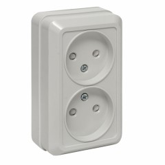 Рим Розетка 2-местная 10А без заземления белая с защ. штор. EKF ENR10-102-100