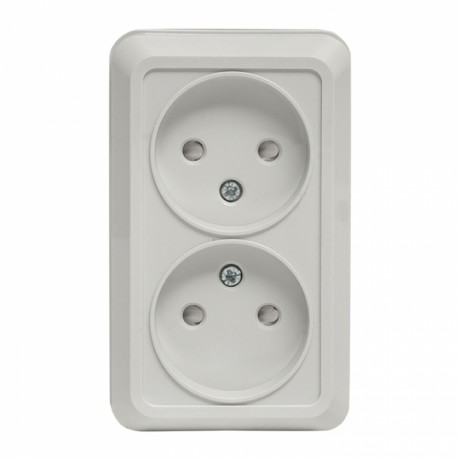 Рим Розетка 2-местная 10А без заземления белая с защ. штор. EKF ENR10-102-100