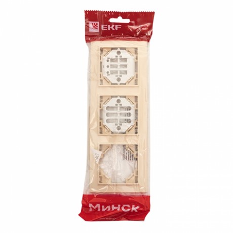 Рамка 3-местная горизонтальная бежевый Минск EKF ERM-G-303-20