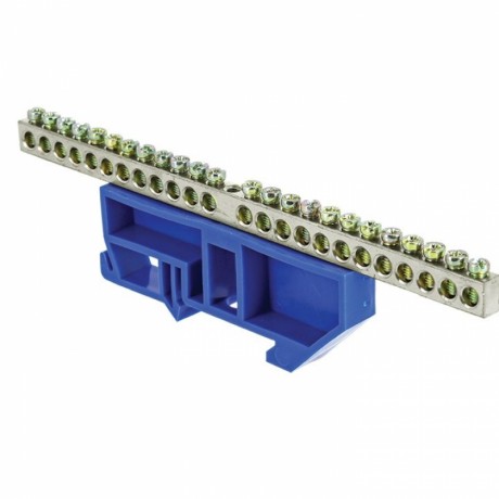 Шина 0 N (6x9мм) 24 отв. цинк синий изолятор на DIN-рейку EKF PROxima sn1-63-24-d