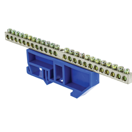 Шина 0 N (6x9мм) 24 отв. цинк синий изолятор на DIN-рейку EKF PROxima sn1-63-24-d