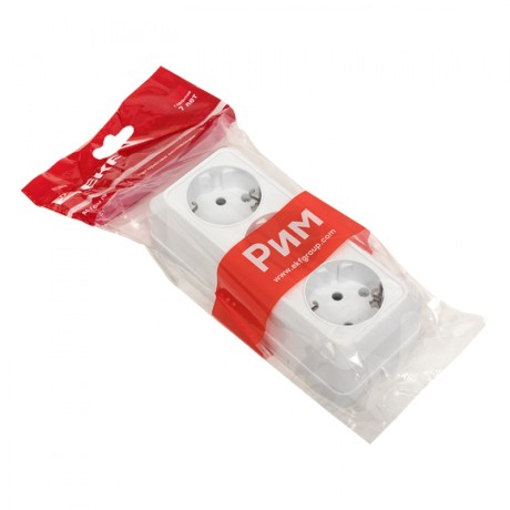 Рим Розетка 3-местная 16А с заземлением белая EKF ENR16-228-10