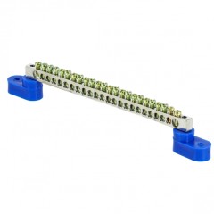 Шина 0 N (6x9мм) 24 отв. цинк 2 синих угловых изолятора EKF PROxima sn1-63-24-2