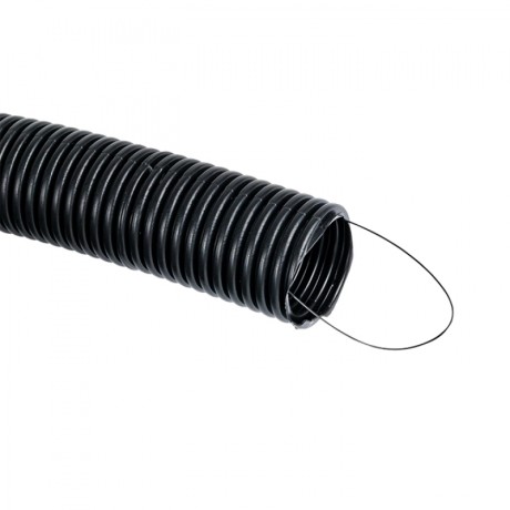 Труба гофр. негорючая безгалогеновая FRHF с протяжкой d40 мм (25 м) черная EKF-Plast FRHF-40