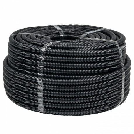 Труба гофр. негорючая безгалогеновая FRHF с протяжкой d50 мм (20 м) черная EKF-Plast FRHF-50