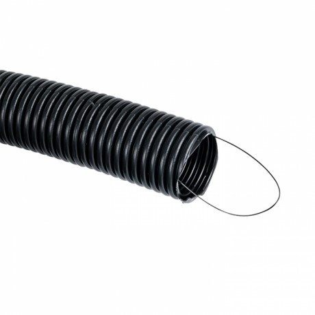 Труба гофр. негорючая безгалогеновая FRHF с протяжкой d50 мм (20 м) черная EKF-Plast FRHF-50