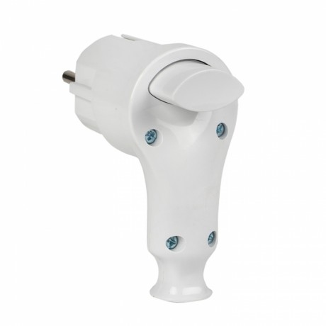 Вилка с кнопкой извлечения с/з белая 16А 250В EKF AVP-16-k