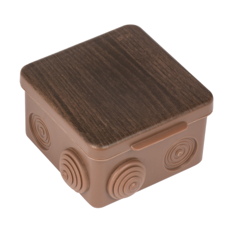 Коробка распаячная КМР-030-014 с крышкой (100х100х55), 8 мембранных вводов тёмное дерево IP54 EKF PROxima plc-kmr-030-014-t