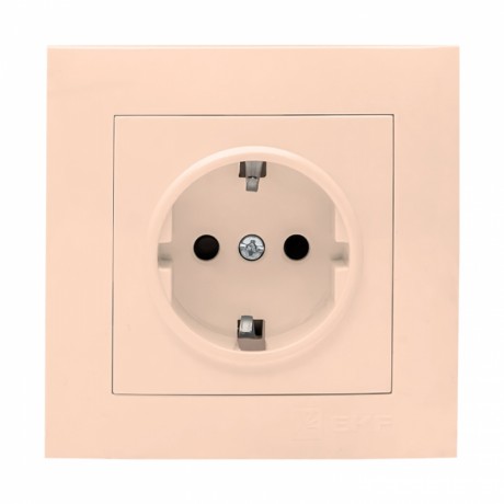 Валенсия розетка 1-местная с/з 16А кремовая с защ. штор. EKF PROxima EWR16-028-20