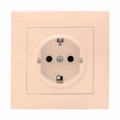 Валенсия розетка 1-местная с/з 16А кремовая с защ. штор. EKF PROxima EWR16-028-20