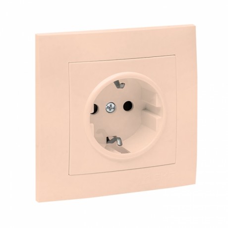 Валенсия розетка 1-местная с/з 16А кремовая с защ. штор. EKF PROxima EWR16-028-20