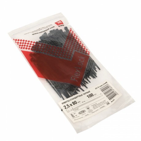 Хомут P6.6 стандартный (ч), 2.5x80 (100шт) FlexLock PROxima plc-fl-ctsb-2.5x80