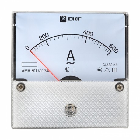 Амперметр AMA-801 аналоговый на панель (80х80) круглый вырез 600А трансф. подкл. EKF ama-801-600