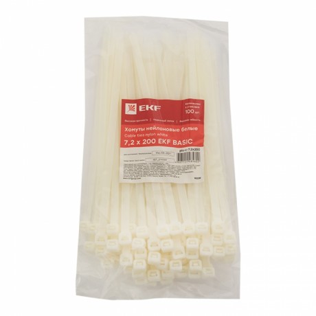 Хомут нейлоновый (7,2х200) (100шт.) EKF Basic plc-c-7.2x200