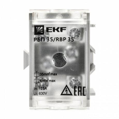 Распределительный блок проходной РБП 35 (1х35-4х6 мм2) 125/50А EKF PROxima RBP-35-50