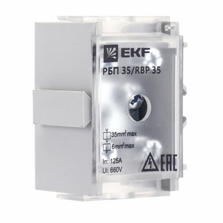 Распределительный блок проходной РБП 35 (1х35-4х6 мм2) 125/50А EKF PROxima RBP-35-50