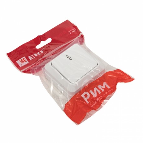 Рим Выключатель проходной 1-клавишный 10А белый EKF ENV10-025-10