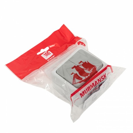 Мурманск Выключатель 2-клавишный 10А IP54 серый EKF EFV10-023-30-54