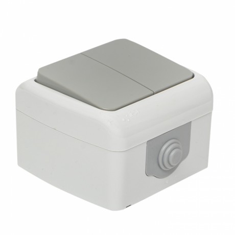 Мурманск Выключатель 2-клавишный 10А IP54 серый EKF EFV10-023-30-54