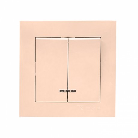 Валенсия выключатель 2-кл. 10А кремовый с индикатором EKF PROxima EWV10-123-20