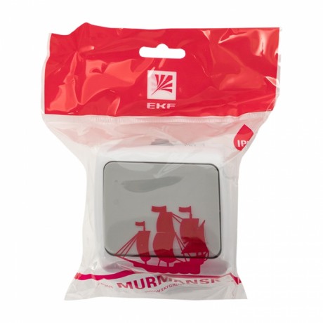 Мурманск Кнопка звонка 1-клавишная 10А IP54 серая EKF EFZ10-026-30-54