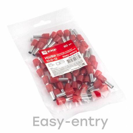 Наконечник штыревой втулочный изолированный НШвИ 10,0-12 (50шт.) EKF PROxima nhvi-10.0-12