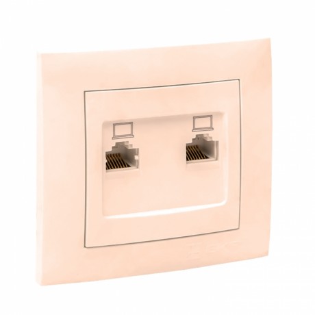 Валенсия розетка компьютерная RJ-45 2-местная кремовая EKF PROxima EWK02-035-20