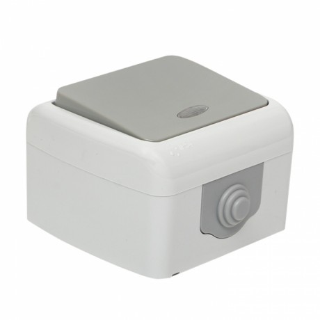 Мурманск Выключатель 1 -клавишный с индикатором 10А IP54 серый EKF EFV10-121-30-54